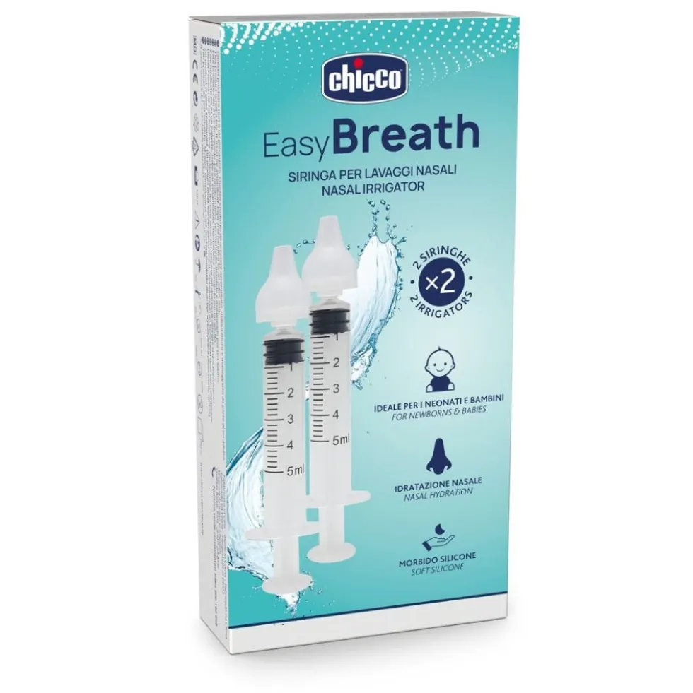 Chicco Easy Breath Siringa per Lavaggi Nasali, 2 siringhe