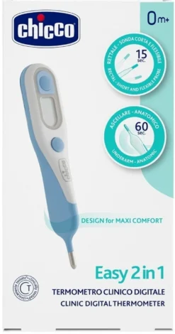 Chicco Easy 2 in 1 Termometro digitale pediatrico per la misurazione rettale e orale, 1 pezzo