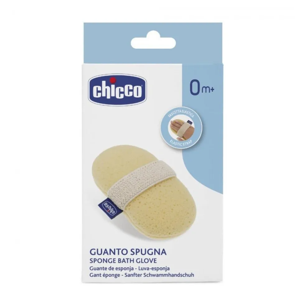 Chicco Guanto in spugna - Guanto da bagno per detergere la pelle del bambino, 1 pezzo