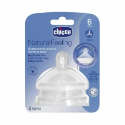 Chicco Natural Feeling 6m+ - Tettarella anticolica in silicone per il flusso pappa, 2 pezzi