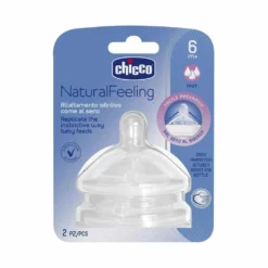 Chicco NaturalFeeling - Tettarella in silicone anticolica a flusso veloce dai 6 mesi, 2 pezzi