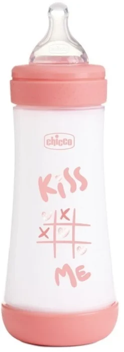 Chicco Perfect 5 - Biberon anticolica rosa per l'allattamento a flusso veloce dai 4 mesi, 300 ml
