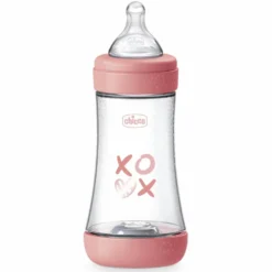 Chicco Perfect 5 - Biberon anticolica rosa 2m+ a flusso medio per una suzione naturale, 240 ml