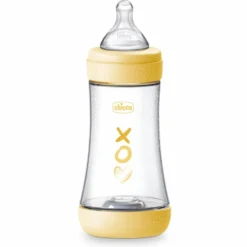 Chicco Perfect 5 - Biberon 2M+ Giallo Flusso Medio Capacità 240ml, 1 Pezzo