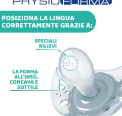 Chicco PhysioForma - Air Bianco e Verde Succhietto 2-6M Tettarella in Silicone, 2 Pezzi