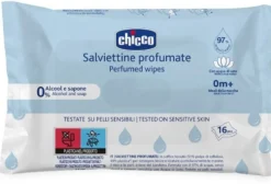 Chicco Salviettine profumate - Salviette umidificate per la detersione delicata, 16 pezzi
