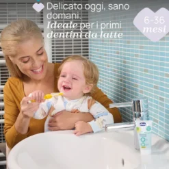 Chicco Set Dentale 6M+ Dentifricio Mela Banana 50ml + Spazzolino Colore Azzurro