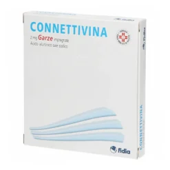 Connettivina Garze Impregnate 2mg Acido Ialuronico Sale Sodico Trattamento Ferite e Irritazioni Cutanee, 10 Garze Sterili da 10 x 10 cm