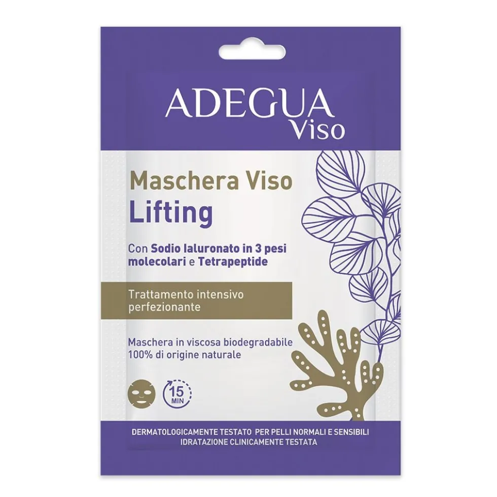 Consulteam Adegua - Maschera viso in tessuto ad azione lifting intensiva, 1 maschera da 15 ml