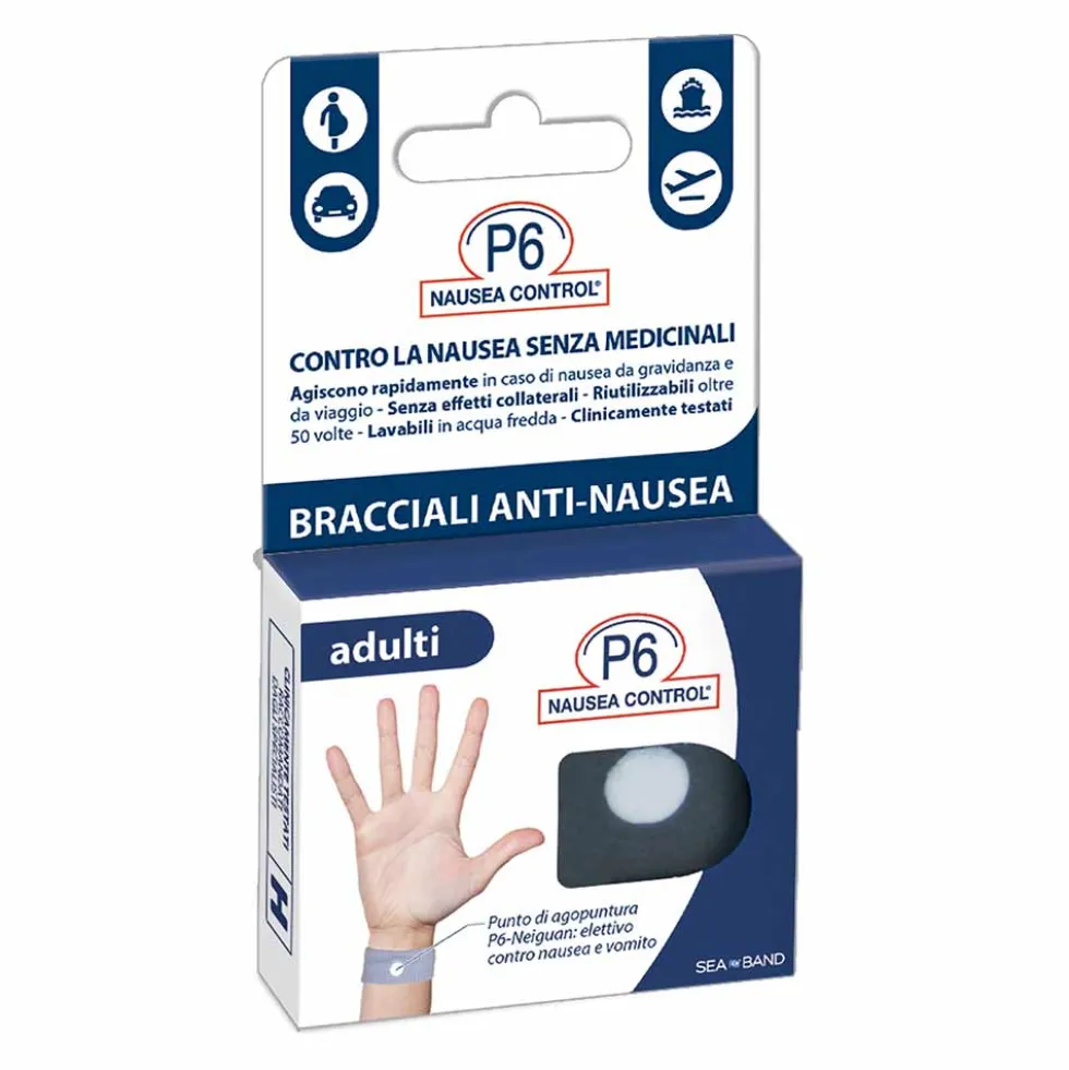 Consulteam P6 Nausea Control Bracciali Anti-Nausea Adulti, 2 Pezzi