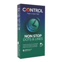 Control Non Stop Dots & Lines - Preservativi per un effetto stimolante e ritardante, 6 pezzi