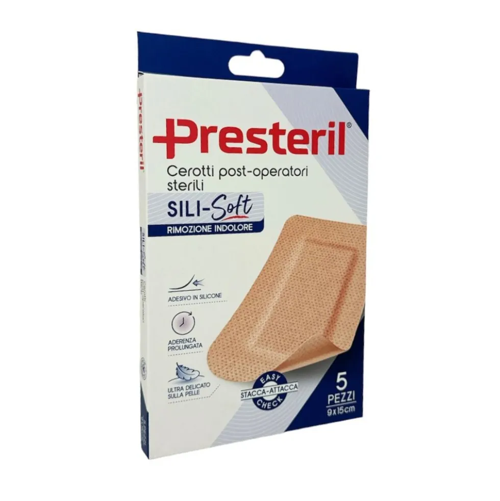 Corman Presteril - Sili Soft Cerotto Post Operatorio 9x15cm, 5 cerotti