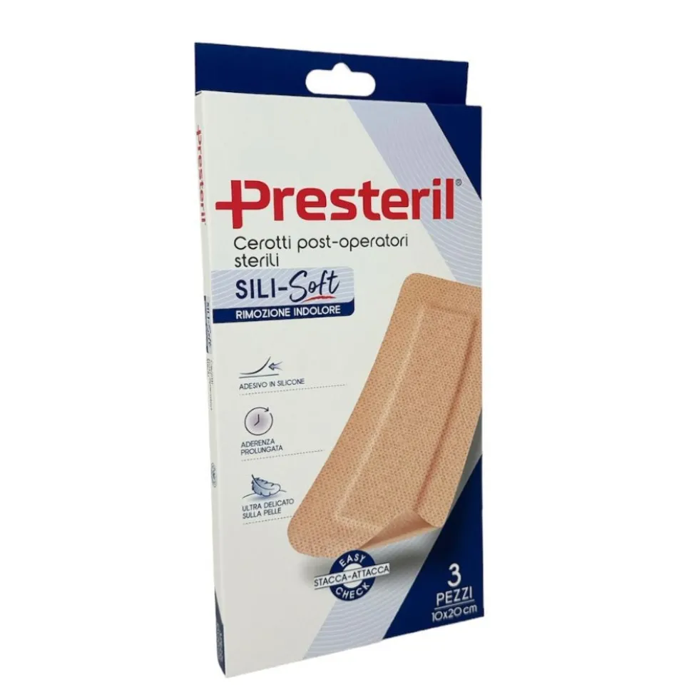 Corman Presteril - Sili Soft Cerotto Post Operatorio 10x20cm, 3 cerotti