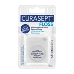 Curasept Floss Sezione Piatta - Filo interdentale in PTFE con clorexidina contro la placca, 35 m