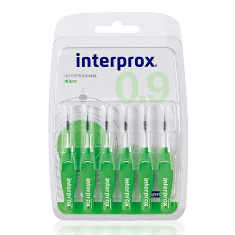 Dentaid Interprox Micro - Scovolini interprossimali da 0,9 mm per rimuovere la placca, 6 pezzi