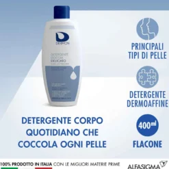 Dermon Detergente Doccia Delicato Uso Frequente - Gel detergente idratante per il corpo, 400 ml