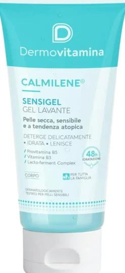 Dermovitamina Calmilene Sensigel Gel detergente lenitivo per pelle secca e sensibile, 200 ml