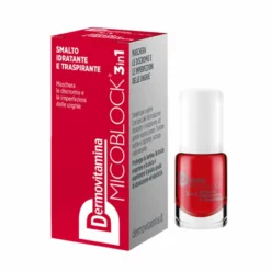 Dermovitamina Micoblock 3 in 1 - Smalto idratante rosso per le imperfezioni delle unghie, 5 ml