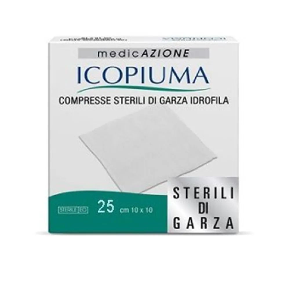 Desa Pharma Icopiuma - Compresse sterili di garza idrofila per la medicazione, 25 pezzi da 10x10 cm