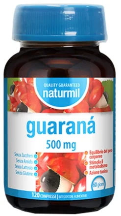 Dietmed Naturmil Guaranà 500mg Integratore per il metabolismo e la stanchezza, 120 compresse