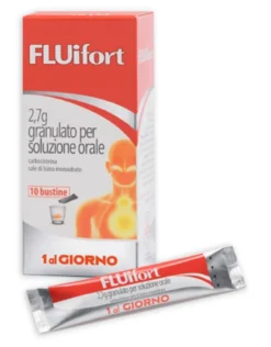 Dompé Fluifort 2,7g Carbocisteina Granulato per Soluzione Orale Tosse e Raffreddore, 10 Bustine