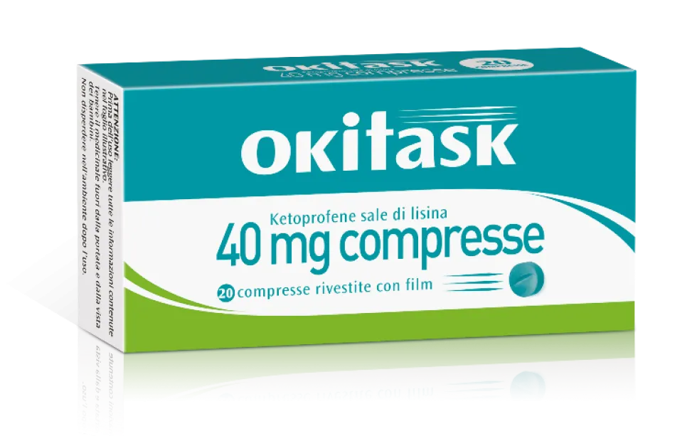 Dompé Okitask 40 mg - Farmaco antinfiammatorio per i dolori di varia natura, 20 compresse
