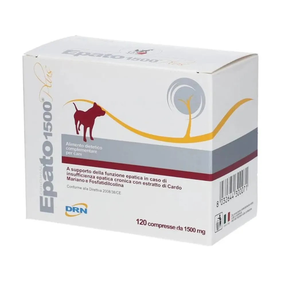 DRN Epato 1500 Plus Alimento Dietetico Complementare per Cani, 120 compresse