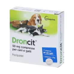 Droncit Pranziquantel 50mg Antielmintico per cani e gatti, 2 compresse