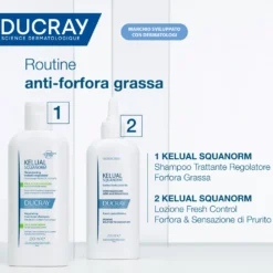 Ducray Kelual Squanorm - Shampoo Trattante Regolatore Forfora Grassa, 200ml