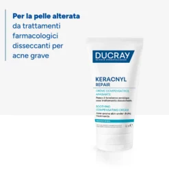 Ducray Keracnyl Repair Crema Compensatrice Lenitiva per Pelle a Tendenza Acneica, 50ml
