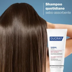 Ducray Sabal - Argeal Shampoo Sebo-Assorbente Detergente Uso Quotidiano Cuoio Capelluto e Capelli Grassi Argilla Delicata, 200ml