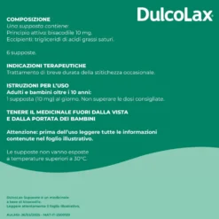 Dulcolax Adulti Supposte Contenente 10mg Bisacodile per Stitichezza Occasionale, 6 Supposte