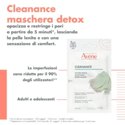 Eau Thermale Avène Cleanance - Maschera Detox per Pelle Sensibile con Imperfezioni, 2 x 6ml