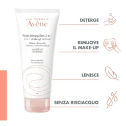 Eau Thermale Avène Fluido Struccante 3 In 1 Pelli Sensibili, 200ml