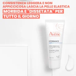 Eau Thermale Avène Hydrance Crema Idratante Leggera 24h Idratazione con Acqua termale Pelle Sensibile Disidratata, 40ml