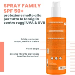 Eau Thermale Avène Spray Famiglia Protezione Molto Alta SPF50+ Solare per Pelle Sensibile, 400ml