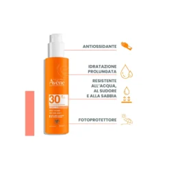 Eau Thermale Avène Spray Solare SPF30 Alta Protezione Solare per Pelle Sensibile, 200ml