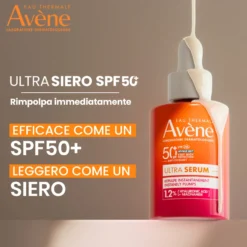 Eau Thermale Avène Ultra Siero SPF50+ - Siero viso con azione protettiva e rimpolpante, 30 ml