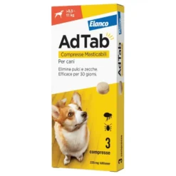 Elanco AdTab 225 mg - Antiparassitario contro pulci e zecche per cani da 5,5 a 11 kg, 3 compresse