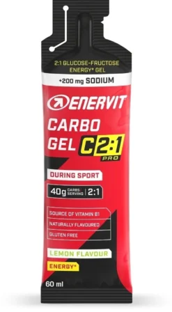 Enervit C2:1 Pro Carbo Gel - Gel energetico al limone con sodio per l'attività sportiva, 60 ml