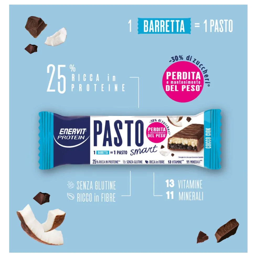 Enervit Protein Pasto Smart Cocco Ciok - Barretta sostitutiva del pasto, 55 g
