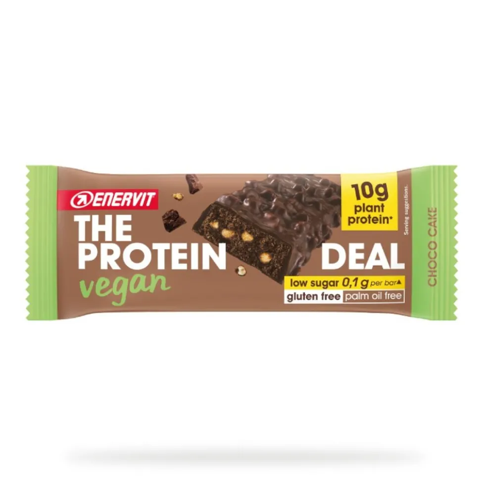Enervit The Protein Deal Vegan Choco Cake - Barretta proteica vegana per la massa muscolare, 40 g