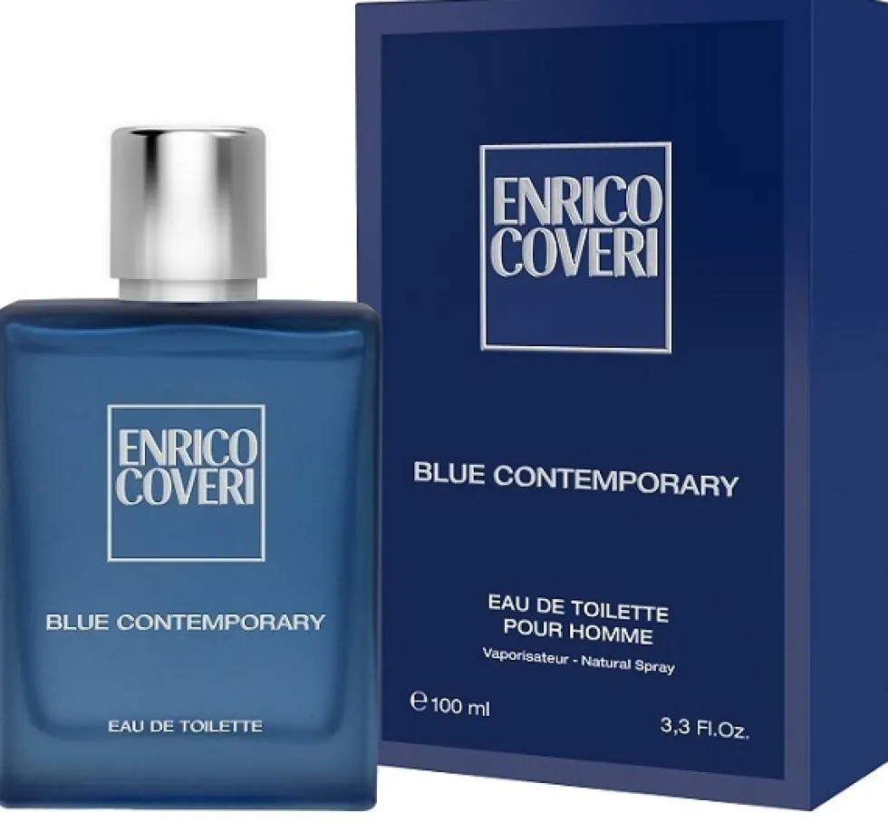 Enrico Coveri Blue Contemporary Eau de Toilette Profumo Uomo Fresco, 100ml