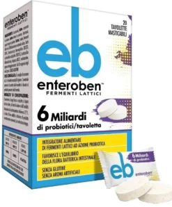 Enteroben 6 Miliardi Integratore di probiotici per la flora batterica, 20 tavolette masticabili