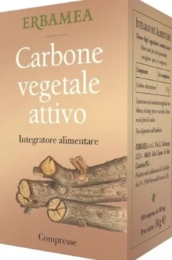 Erbamea Carbone Vegetale Attivo Integratore Transito Intestinale, 100 Capsule