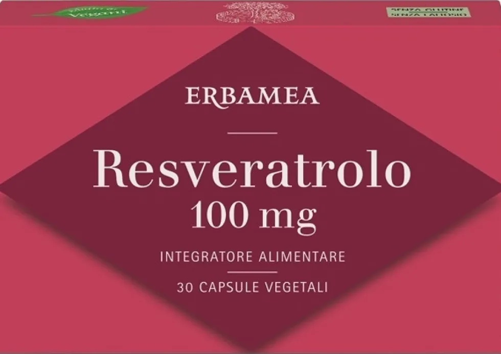 Erbamea Resveratrolo 100mg Integratore antiossidante per il microcircolo, 30 capsule