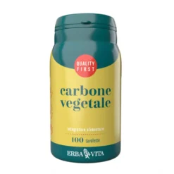 Erba Vita Carbone Vegetale - Integratore per il meteorismo e i gas intestinali, 100 tavolette