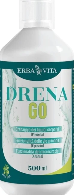 Erba Vita Drena Go - Integratore drenante e depurativo per i liquidi corporei gusto lime, 500 ml