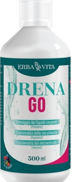 Erba Vita Drena Go - Integratore drenante e depurativo per i liquidi corporei gusto Frutti di Bosco, 500 ml