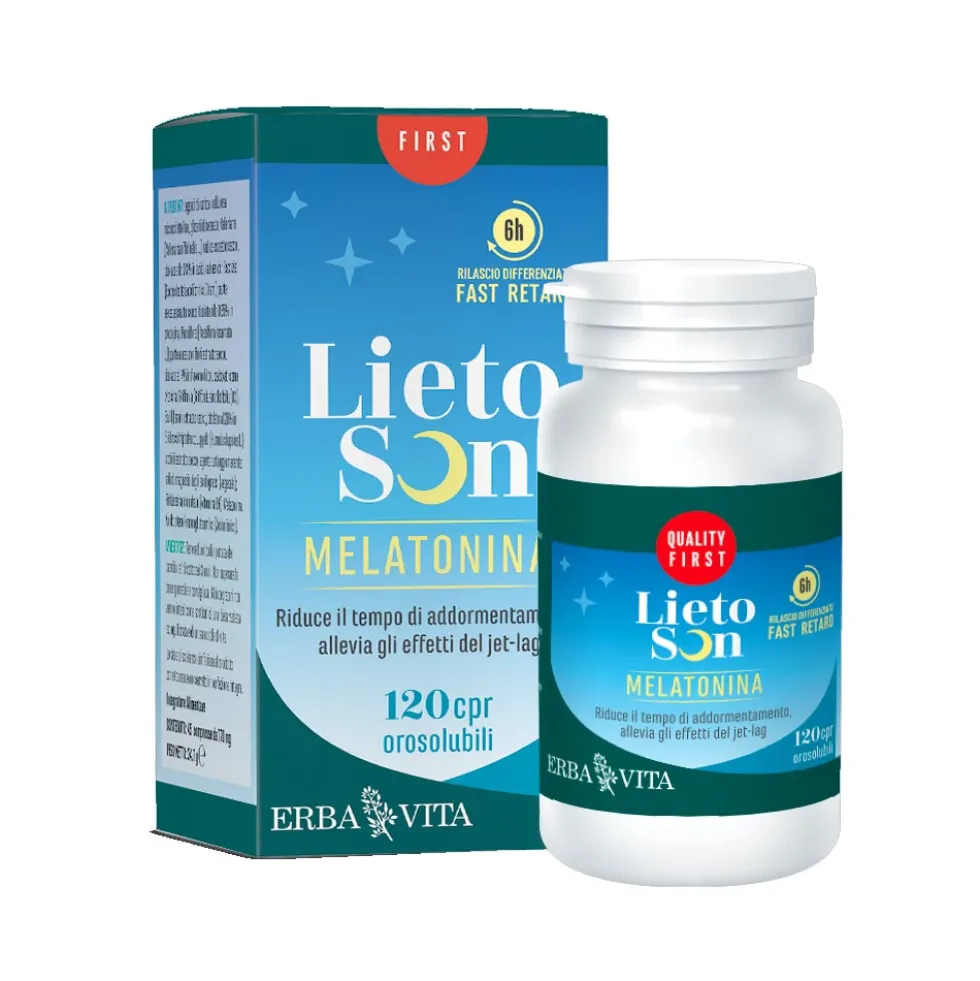 Erba Vita Lietoson - Melatonina Integratore Sonno, 120 Compresse Orosolubili